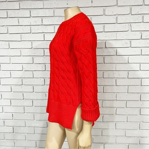 J. Crew Cotton Cable-Knit Side-Slit Crewneck Sweater - Picture 6 of 11